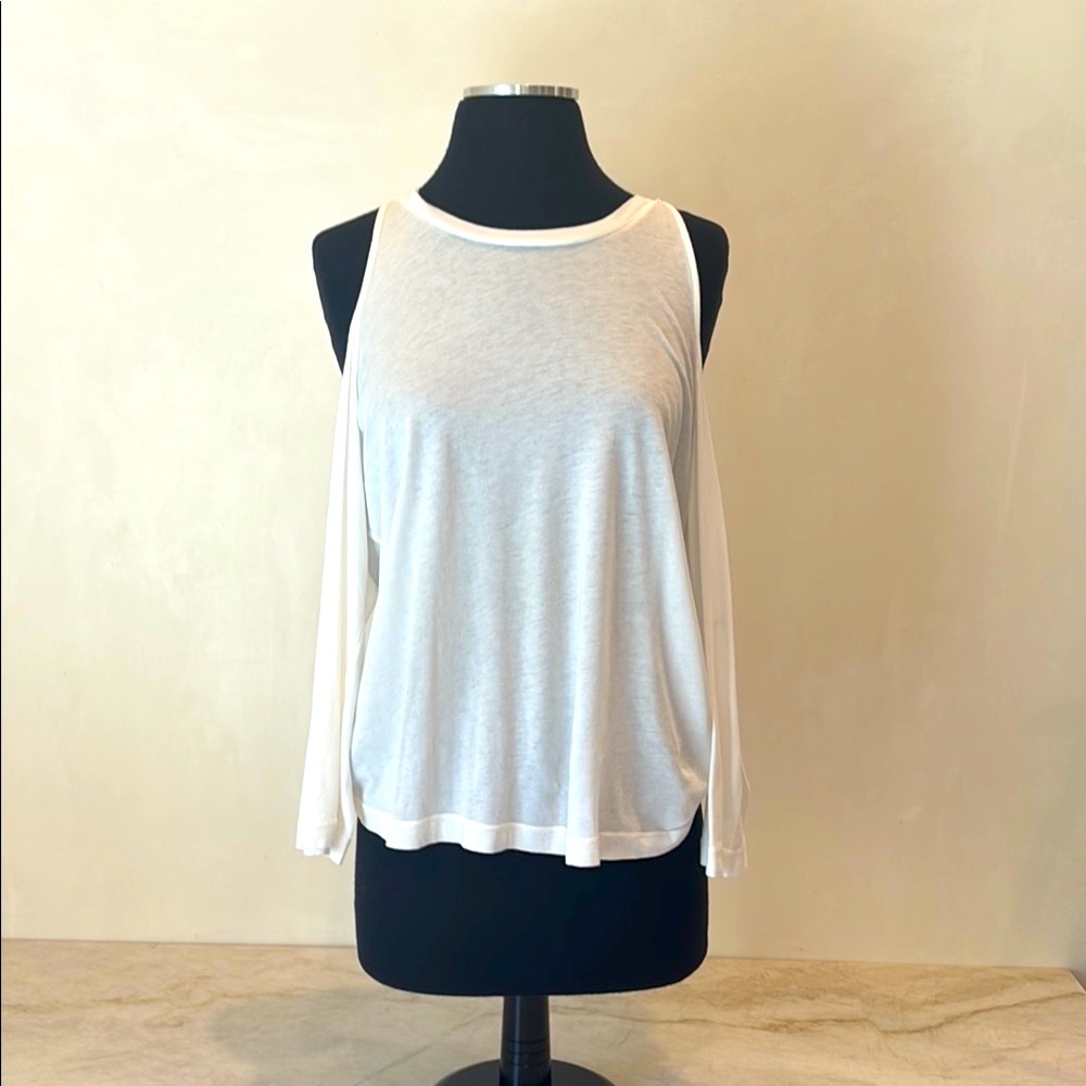 Splendid Cold‑Shoulder Long‑Sleeve Top – White, Size L NWT